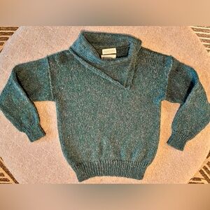 Vintage 70s 80s BRAEMAR Small Teal Scottish Wool Blend Knit Sweater Exc Cond